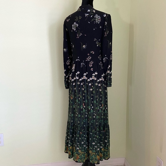 RED Valentino Floral Print Maxi Dress Silk Chiffon Long Sleeve - Picture 7 of 14